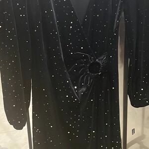 M.STUDIO Black Maxi Dress with Silver Details